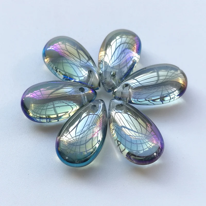 20 Pieces/lot 8x14mm Clear Blue Czech Glass Beads Teardrop-shaped Lampwork For Jewelry Making Charms | Украшения и аксессуары