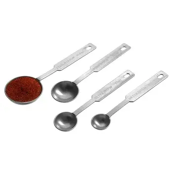 

4pcs Measuring Spoons Set Stainless Steel Kitchen Coffee Scoop Measure W8M1
