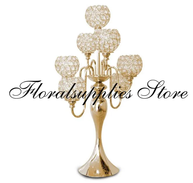 크리스탈 7 팔 candelabra 꽃 라이저 웨딩 centerpieces 꽃 공 스탠드 70cm 높이 웨딩 장식