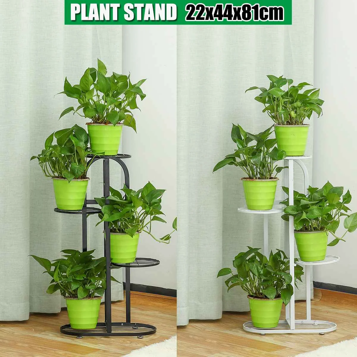 

4-Tiers Iron Art Tree Design Plant Stand Holder Flower Pot Rack Garden Shelf Stand Outdoor Indoor Black White