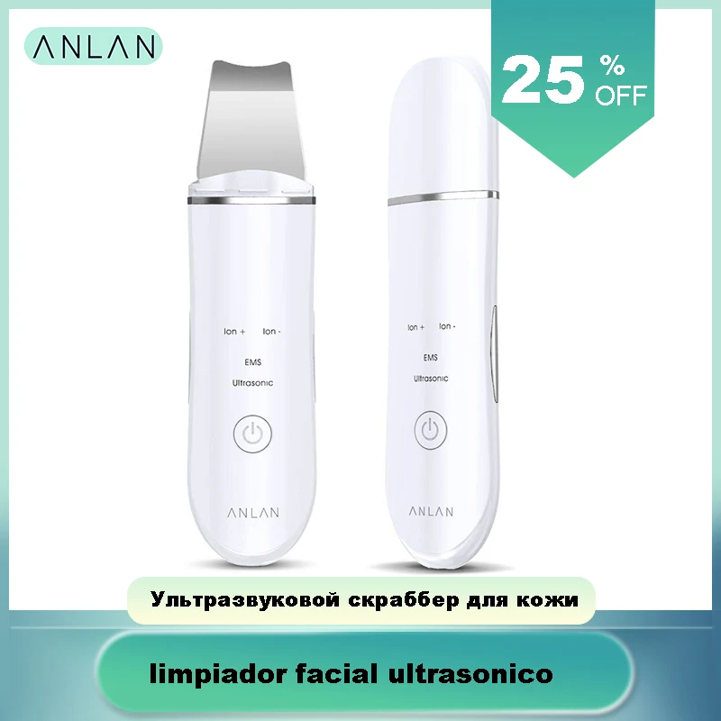 Tanie ANLAN ultradźwiękowy skruber skóry środek oczyszczający do twarzy zaskórnika usuwanie trądziku spa dla twarzy masażer wibracyjny ultradźwięki Peeling wody narzędzia