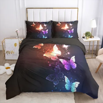 

ONGLYP Luxury 3D Butterfly Bedding Set Duvet Cover with Pillow Case Single Twin Double Full Queen King Bedding Sets Quilt Cover