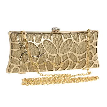 

Fashion Women Evening Handbag Heavy Style Meatal Frame Hollow Out Clutch Purse Elegant Rectangle Handbag for Party Banquet Dress