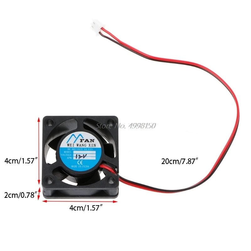 DC 12V 2 контактный 5 Лезвия кулер безщеточный мини вентилятор охлаждения 4020 Оптовая