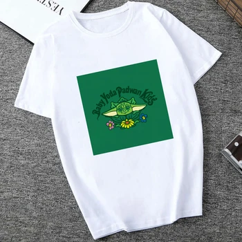 

Showtly STAR WARS Men/Women New Cute Tiny Yoda Printed T-shirt Lady Fantastic Mandalorian Baby Yoda Padwan Kids Design Tops