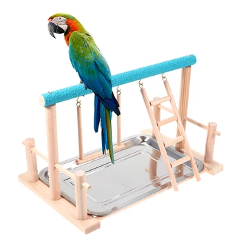

Solid Wood Parrot Playground Stand Pet Bird Stand Bird Roosting Frame Grind Arenaceous Stick