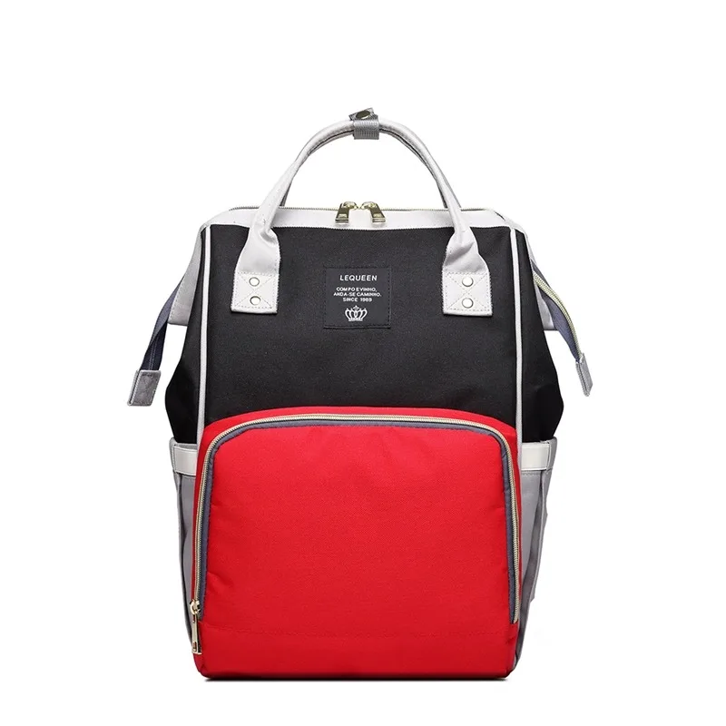 Black and Red Многофункциональная сумка для подгузников для мам, сумка для подгузников, большая вместительность, Детская сумка, модный рюкзак для путешествий в стиле пэчворк, сумка для кормящих мам - Цвет: Black and Red