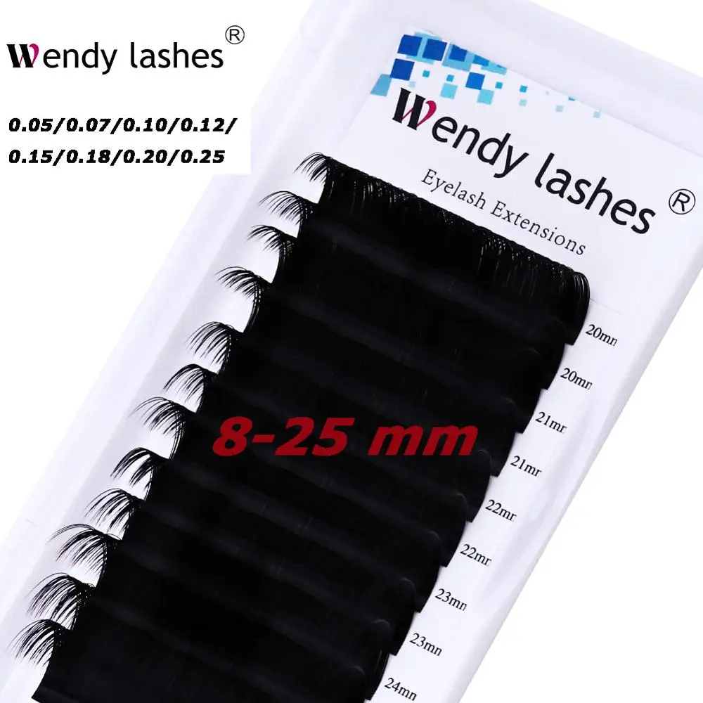 12 linhas mix-comprimento individual cílios extensão 20-25mm mix clássico natural longo olho cílios coréia volume de seda lash extensão