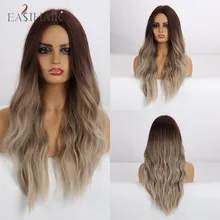 EASIHAIR-pelucas sintéticas para mujer postizo largo resistente al calor, color rubio marrón, degradado, parte media, estilo africano y americano