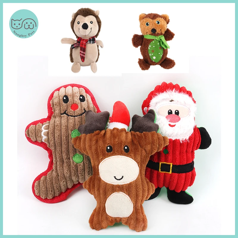 

Pet Dog Christmas Squeaky Toys interactive Plush Toy Bite Resistant Aggressive Chewers Santa Toys Set For Small Large Dogs