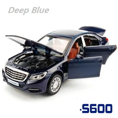 Deep Blue no box 1/32 Maybach S600 литые под давлением металлические модели автомобилей, игрушечный автомобиль с имитацией, светильник с музыкой, 6 дверей, можно открыть, подарки для детей - Цвет: Deep Blue no box