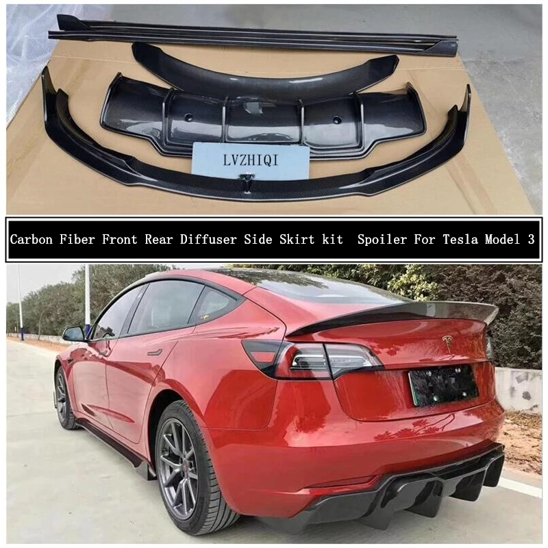 Диффузор для переднего и заднего бампера Tesla Model 3 2019 2020 20212022 из углеродного