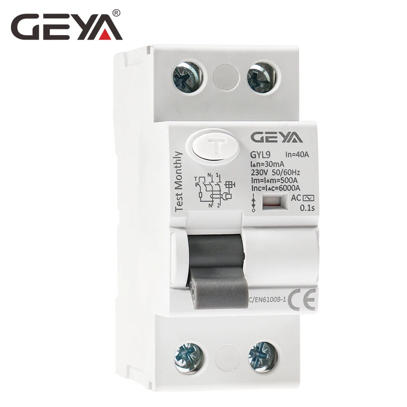 GEYA GYL9 AC Тип RCCB автоматический выключатель остаточного тока ELCB 2 полюса 25A 40A 63A 80A 100A