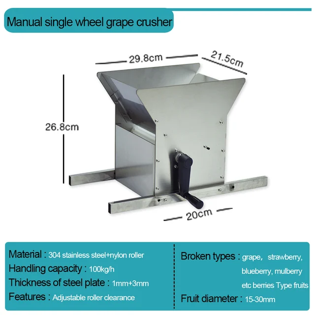 Alma -Zúzó Rozsdamentes Acélból Származó Gyümölcsfal -Törő Gép Körte És Más Kemény Gyümölcs Egész Zúzó Borkészítő Berendezés - Image 3