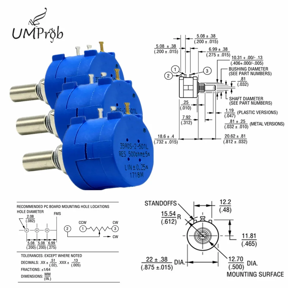 3590S-2-103L 3590S 1K 2K 5K 10K 20K 50K 100K ohm  precizní multiturn potenciometr 10 prsten nastavitelný rezistor