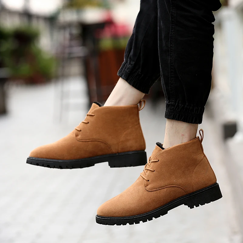 

Snow boots men's autumn and winter 2019 explosion models plus cotton Chelsea tooling Martin boots waterproof non-slip padded sho