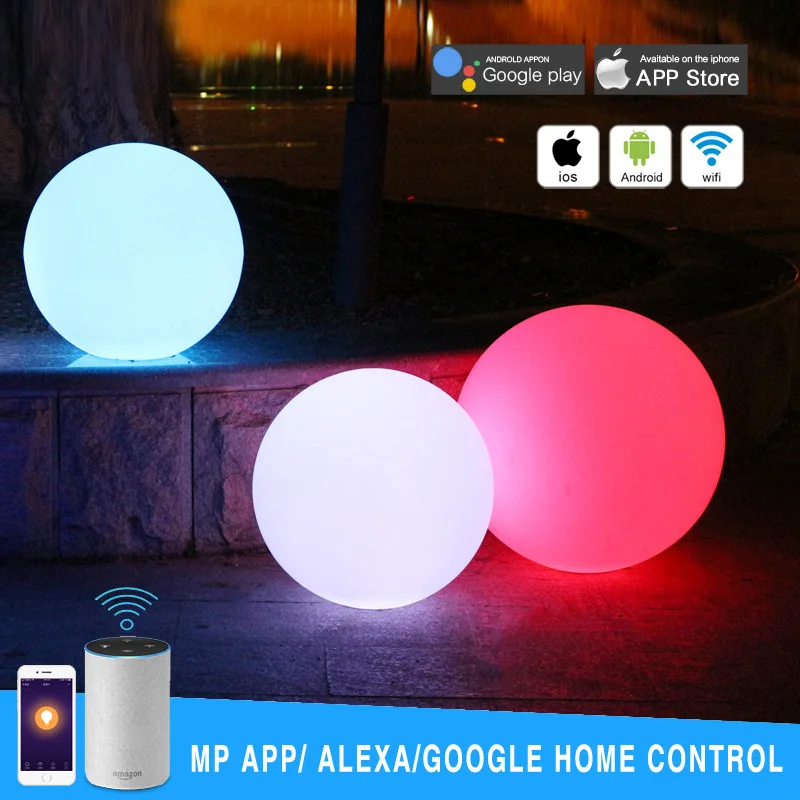 

Dia40CM Wi-Fi Smart APP Control LED Ball Lamp Dimmable RGB LED Light Sphere Google Home Alexa Voice Control Night Party Lighting