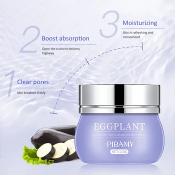 

Eggplant Smearing Mud Mask Remover Blackheads Deep Cleansing Pores Whitening Moisturizing Oil Control Mask Face Care Women