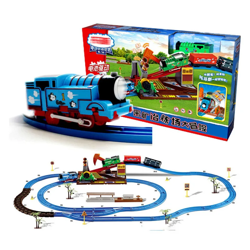 

2019 Track toy Thomas Electric Train Set children mining smelting field adventure Magicl wheels tracks train thomas Race for boy