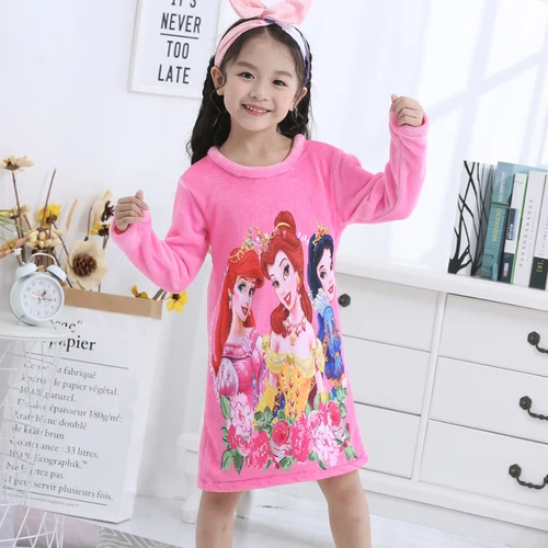 Детская одежда для сна; коллекция года; зимние фланелевые рождественские ночные рубашки для девочек; детская одежда для сна; теплая детская одежда; милые ночные рубашки принцессы - Цвет: RQ hui J 3gongzhu