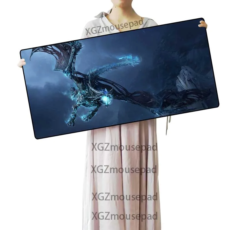 XGZ Large Mouse Pad Black Lock Edge Animal Dragon Pattern Custom Office Computer Desk Mat Rubber No