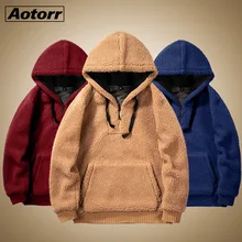 Зимние теплые мужские зимние толстые толстовки Топы пушистая флисовая Меховая куртка пуловер с капюшоном Пальто Верхняя одежда кардиганы с длинным рукавом