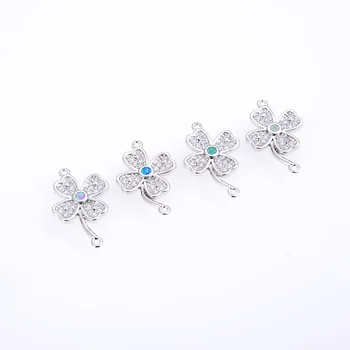 

Fashion DIY Handmade Four-leaf Clover Electroplated Copper Jewelry Accessories Couple Necklace Bracelet Connector Accessories