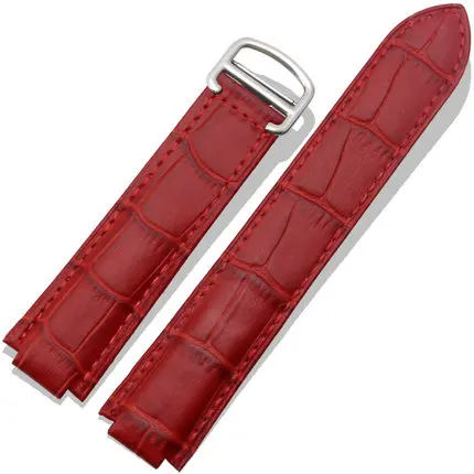 BRETA Genuine Leather watchband Ballon Bleu Strap for Cartier Deployment Buckle Clasp fit red Pink 14mm 18mm 20mm