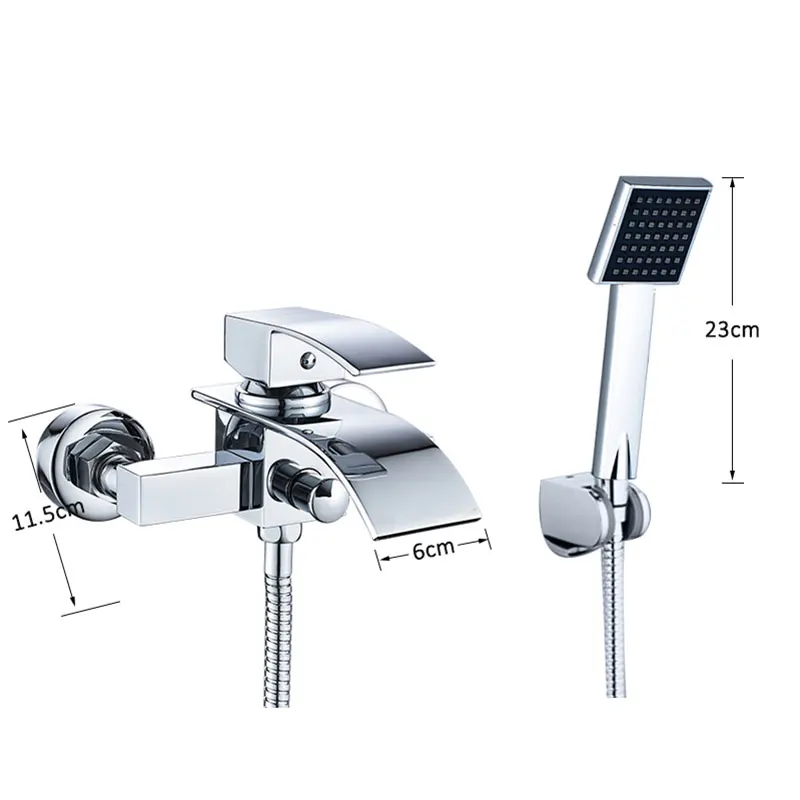 Bathtub Faucet Wall Mounted Tub Sink Thermostatic Shower Black Dual Handle With Handshower Bathroom Bath Shower Set  Mixer Tap 6