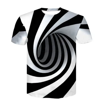 

3 d giddy dazzled by the psychedelic men's T-shirt printing T-shirt black T-shirt short sleeve T-shirt punk men's casual wear a