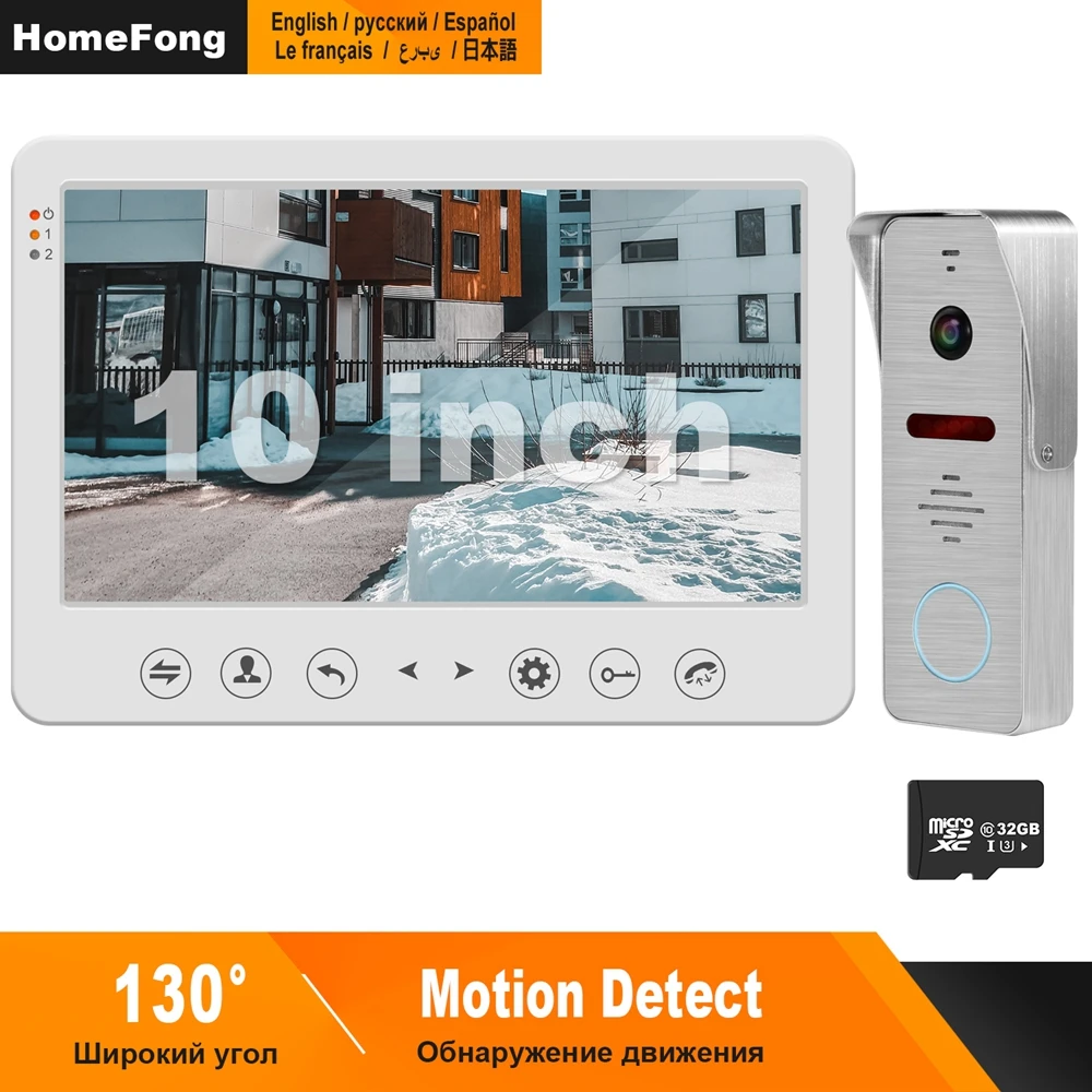Видеодомофон HomeFong 10 дюймовый видеодомофон 1200TVL широкоугольная камера дверной
