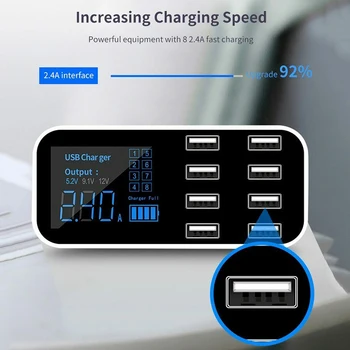 

8 Port Quick USB Charger 3.0 with LED Display Car Mobile Phone USB Charger PUO88