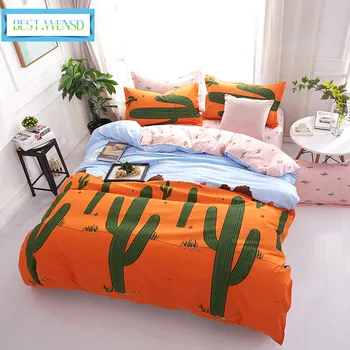 

BEST.WENSD 2020 Plant fresh human palm Bedding Set super king fulll twin soft duvet cover+bedsheet +pillowcase luxury bedclothes