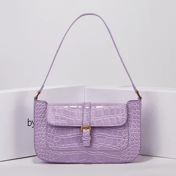 

Vintage Alligator Baguette Shaped Bag 2020 Luxury Genuine Leather Bag Hand Bags Fashion Bright Skin Handbags Women Shoulder Bags