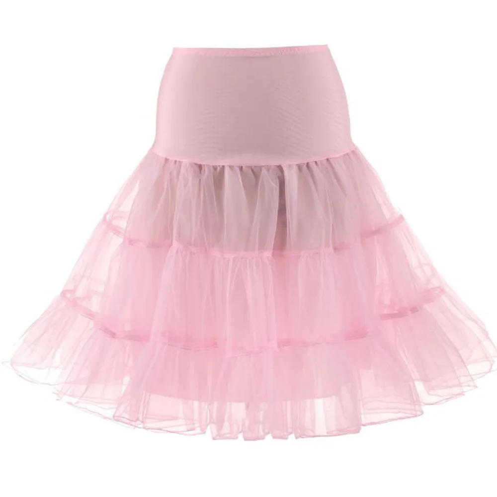 Pink Skirt Женская юбка в стиле "Ретро" Летняя Повседневная Высокая талия Нижняя юбка для винтажной свадебной вечеринки рокабилли Пышная юбка нижнее платье - Цвет: Pink Skirt