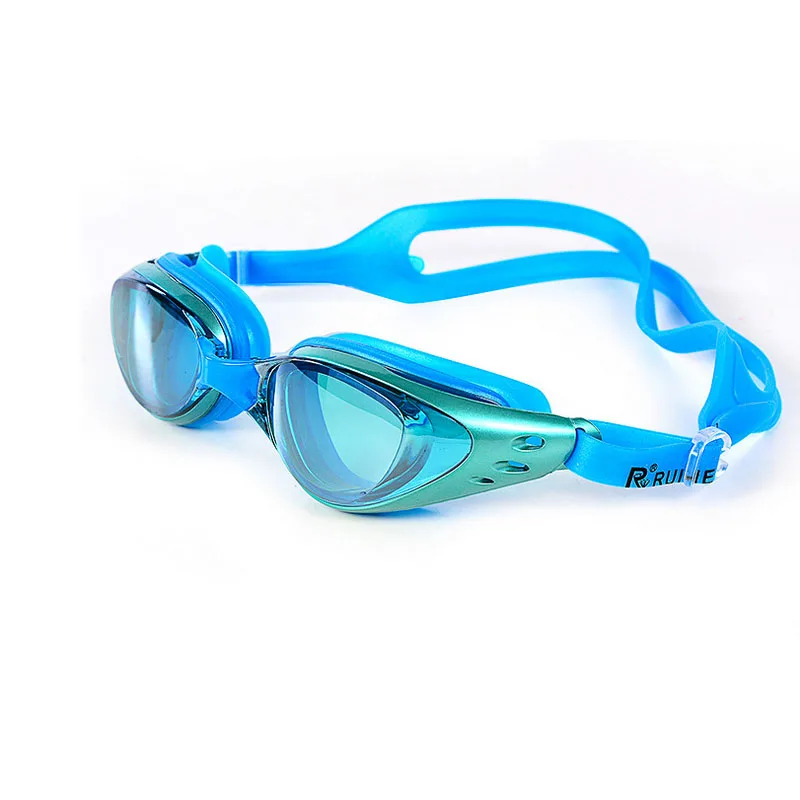 Новинка, очки для плавания, очки для близорукости, анти-туман, для мужчин и женщин, профессиональные, силиконовые, водонепроницаемые, для бассейна, пляжа, для плавания, очки для плавания, диоптрий, очки для плавания - Цвет: Sky Blue