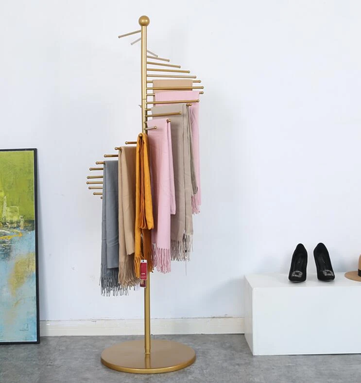 Golden Scarf Shelf Floor Display Rack Creative Hanging Silk Scarf