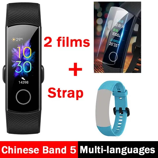 Умный Браслет huawei Honor Band 5, 0,95 дюймов, трекер, умный OLED, для плавания, водонепроницаемый, Bluetooth, фитнес-трекер, сенсорный экран - Цвет: CN bk N 2F N S-BL S