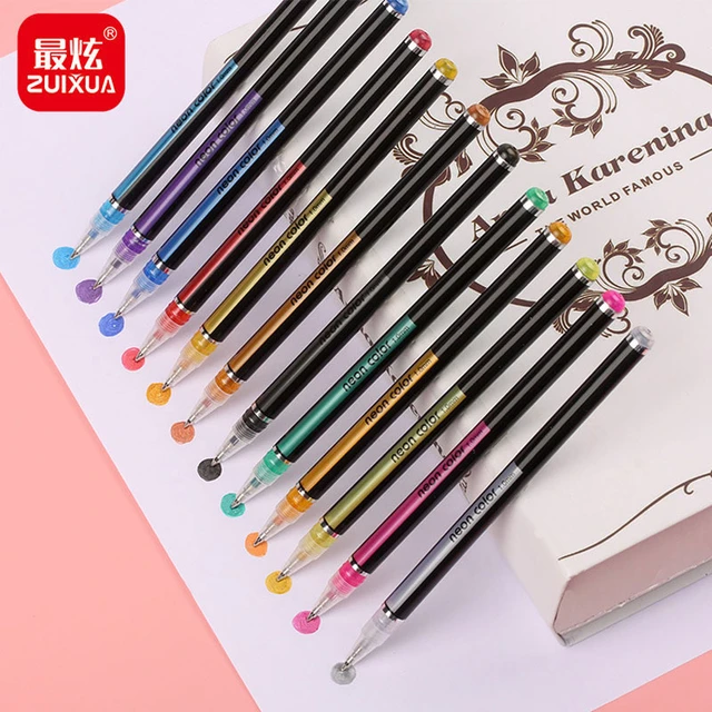 Glitter Gel Pens Colored Fine Tip Markers for Adult Coloring - AliExpress