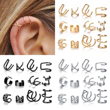 12 Pcs/set Punk Simple Wrap Earring Set For Women Clip on Earrings No piercing Ear Cuff Fashion Female Jewelry Gift