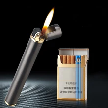 Mini encendedor de cigarrillos portátil, muela sin pedernal, encendedor de Gas butano, se puede colocar en la caja de cigarrillos, accesorios de humo