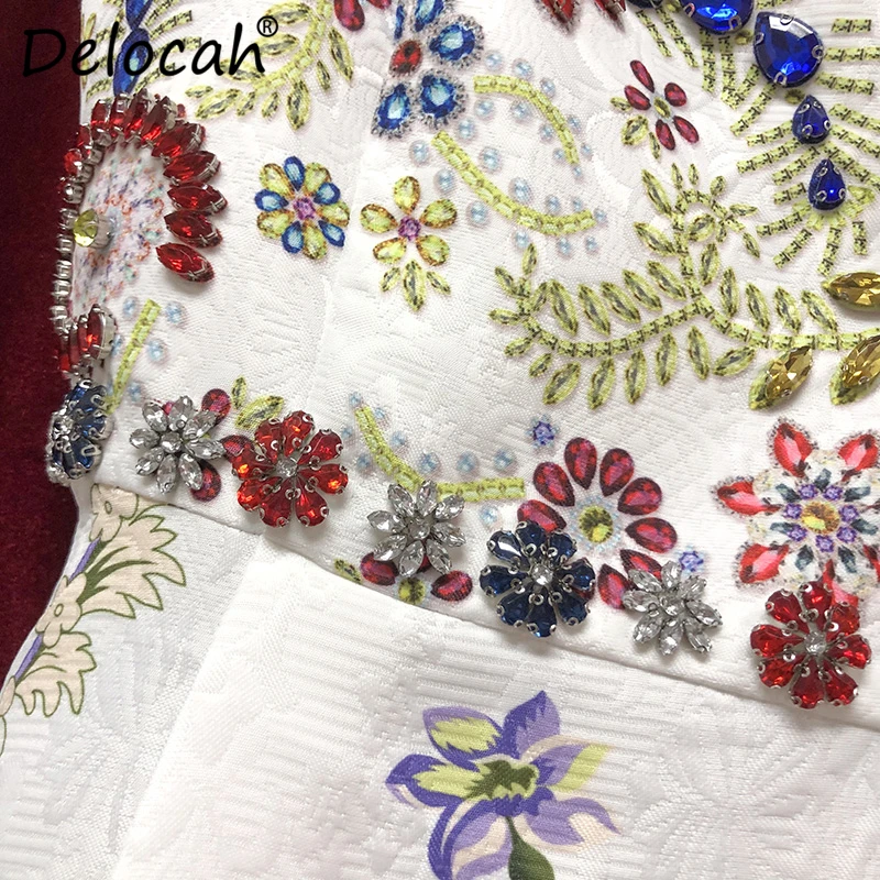 Delocah, весенне-летнее женское платье, подиумное, модное, дизайнерское, сексуальное, на бретельках, великолепное, с кристаллами, с бисером, Пляжное, праздничное платье