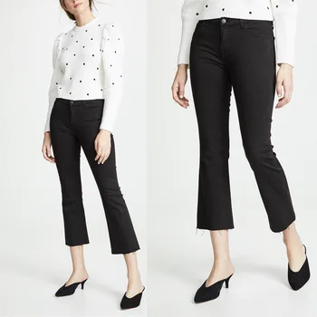 

Wind Mo Little Man Girls 89 Points Gao Waist Jeans Female Elastic Force Weila Comfortable Black Burr