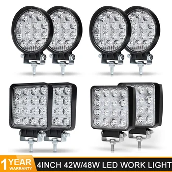 

4 inch 48W Square 42W Round LED Work Light Offroad Car 4WD Truck Tractor Boat Trailer 12V 24V Driving lights led light bar 4x4