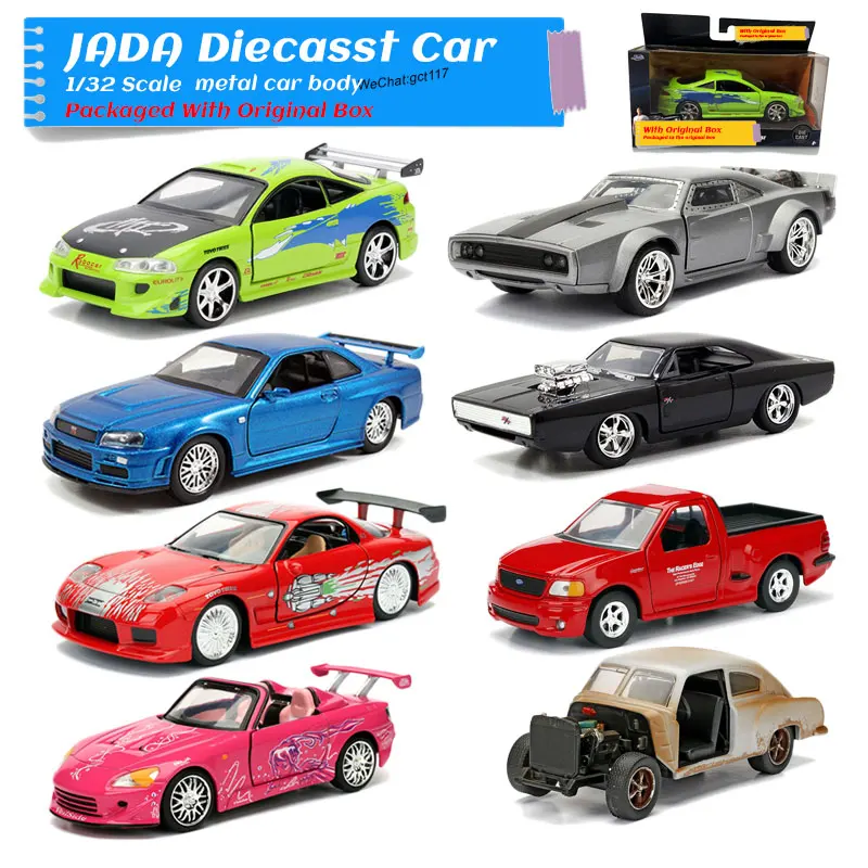 JADA 1/32 масштаб Плимут GTX, тойота Супра, ниссан R34, Dodge зарядное устройство, HONDA S2000, Mitsubishi Eclipse литая металлическая модель автомобиля игрушка