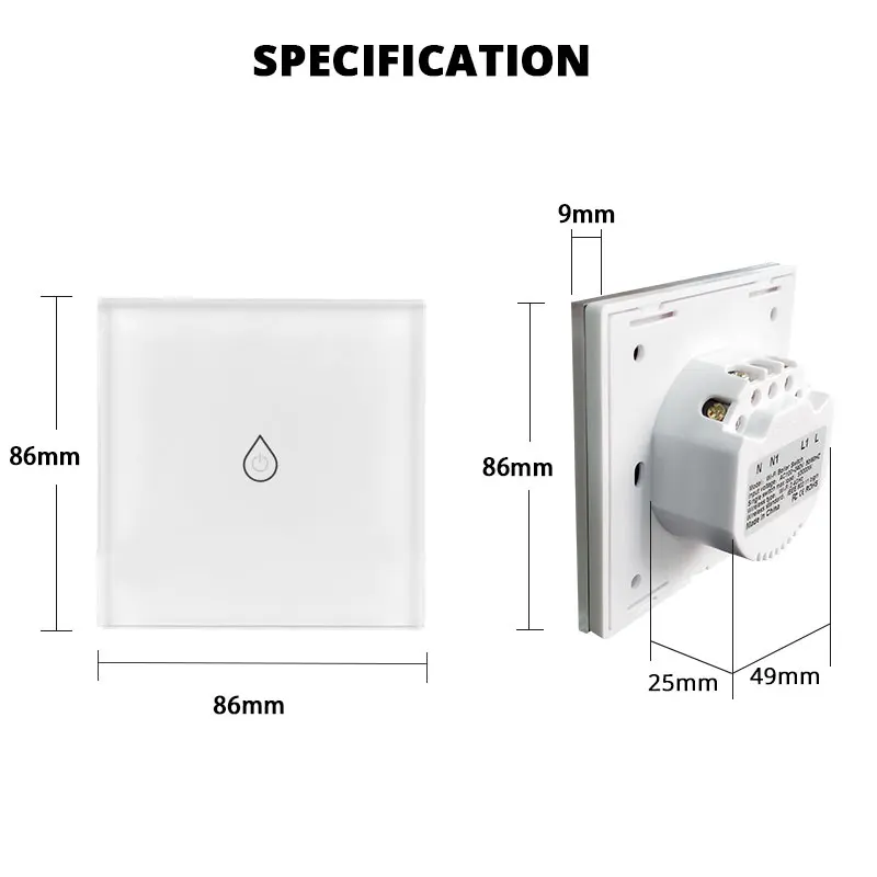 WiFi Smart Boiler Glass Panel Switch 4400W Smart Life Tuya App Remote Control Water Heater Switch Work with Alexa Google Home