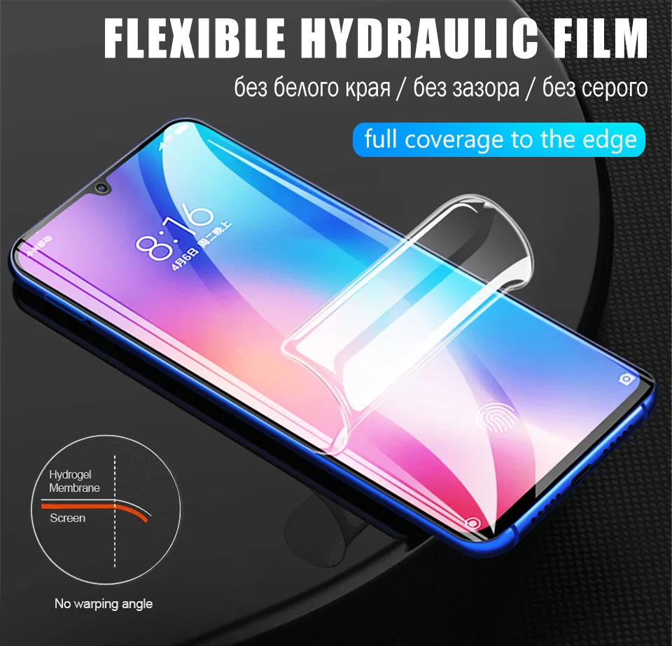 100D Screen Protector Hydrogel Film For Xiaomi mi 9 se 8 Lite Protective Film For Xiaomi 9T Pro A1 A2 A3 CC9E CC9 Not Glass