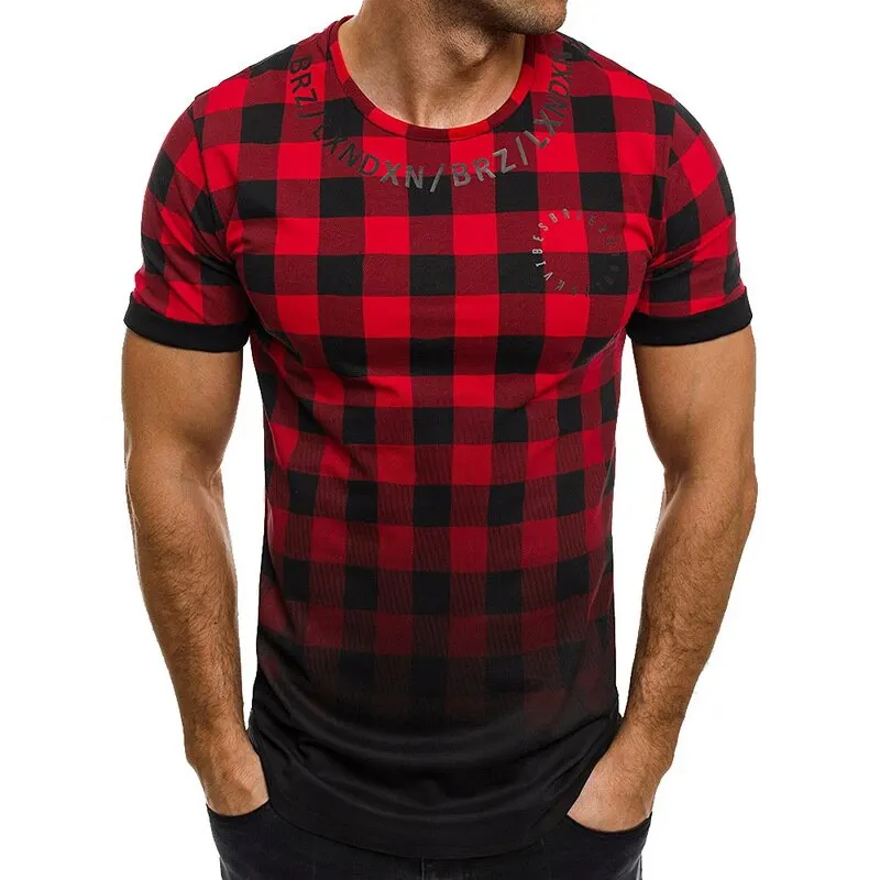 OEAK 2019 и белые клетчатые мужские рубашки с градиентом Летняя мода Chemise Homme мужские рубашки в клетку с коротким рукавом мужская блузка