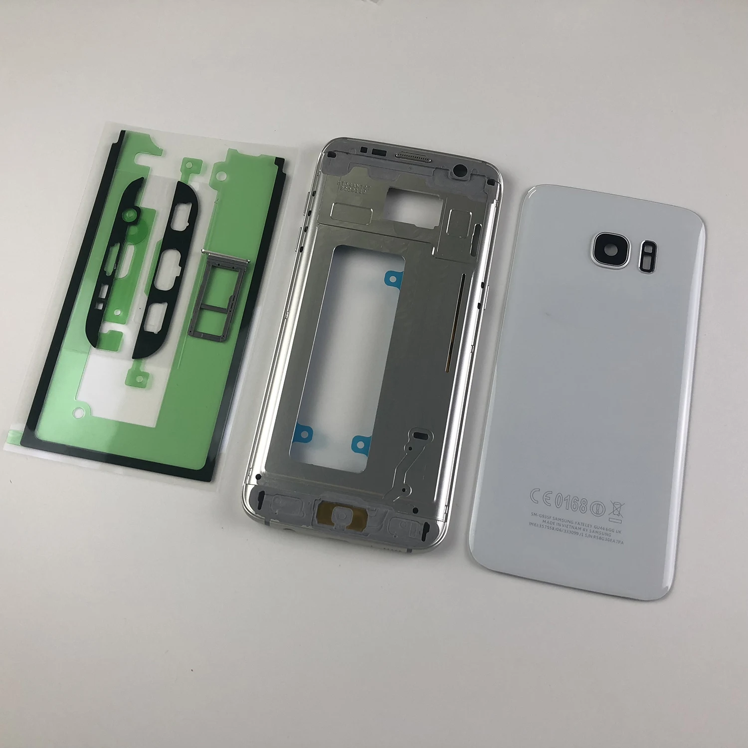 Для samsung Galaxy S7 Edge G935 корпус средняя рамка+ задняя крышка батареи и крышка объектива камеры+ клей+ держатель лотка для sim-карты