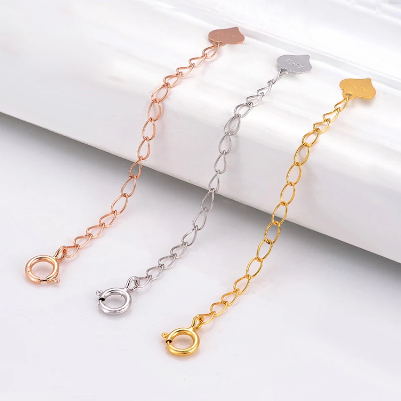 

1PCS Real 18k Rose Gold Chain Luck Cable Extended Chain 7.5cmL / 2.95inch (Match Bracelet or Necklace)
